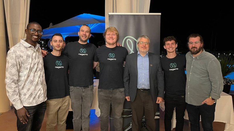Odoo Team at the Odoo Business Show Mallorca 2025. From left to right: Lansana Barry, Miquel Pascual, Miquel Alzanillas, Patryk Pyczko, Antoni Aloy, Bernat Obrador and Jaume Albons.